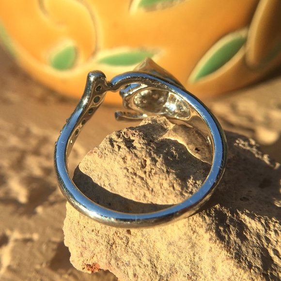 Genuine Tsavorite 925 Wraparound Cat Ring Sterling Silver Green Garnet Sz 6 or 9 - Picture 7 of 14